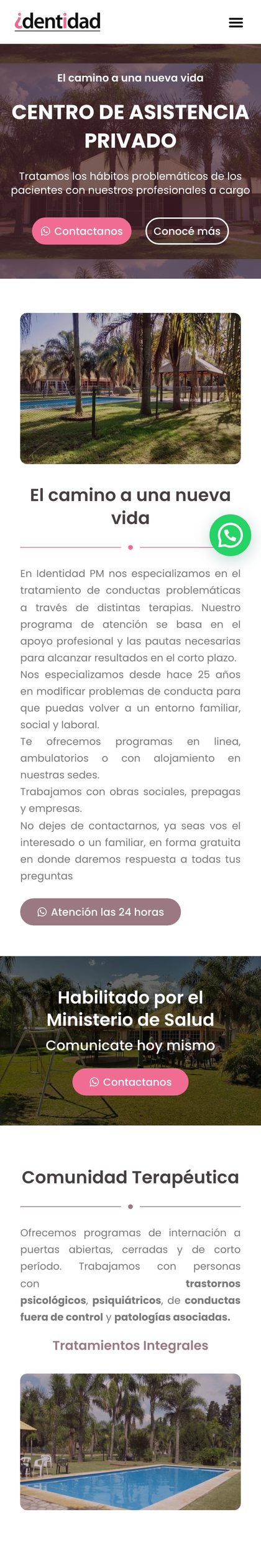Vista mobile del sitio de Centro Identidad, diseñado por Point Web