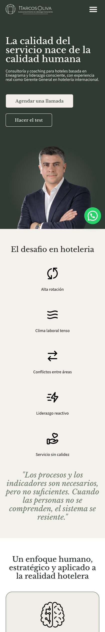 Vista mobile del sitio de Marcos Oliva, diseñado por Point Web