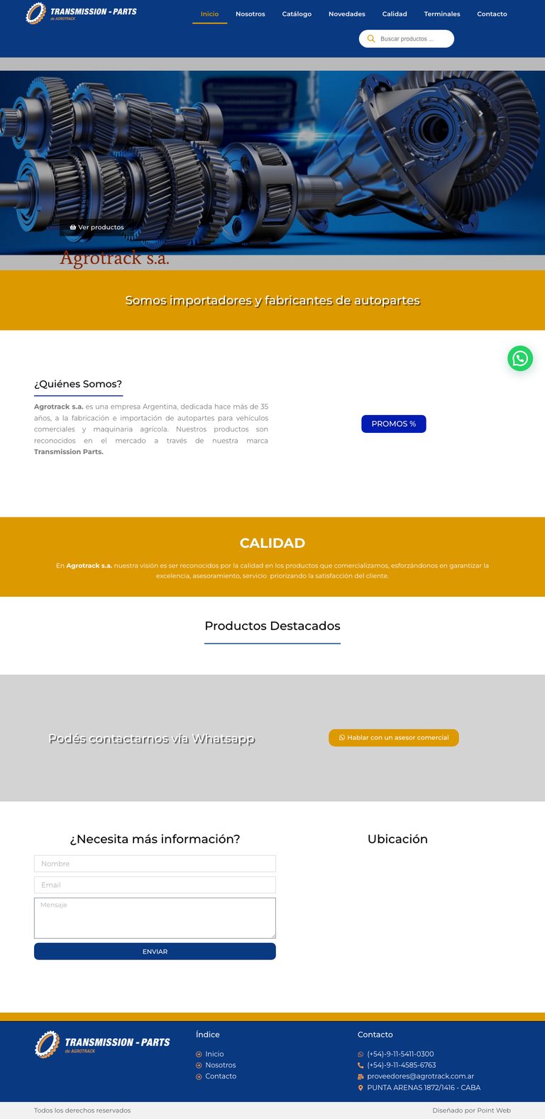 Sitio de agrotrack.com.ar, diseñado por Point Web