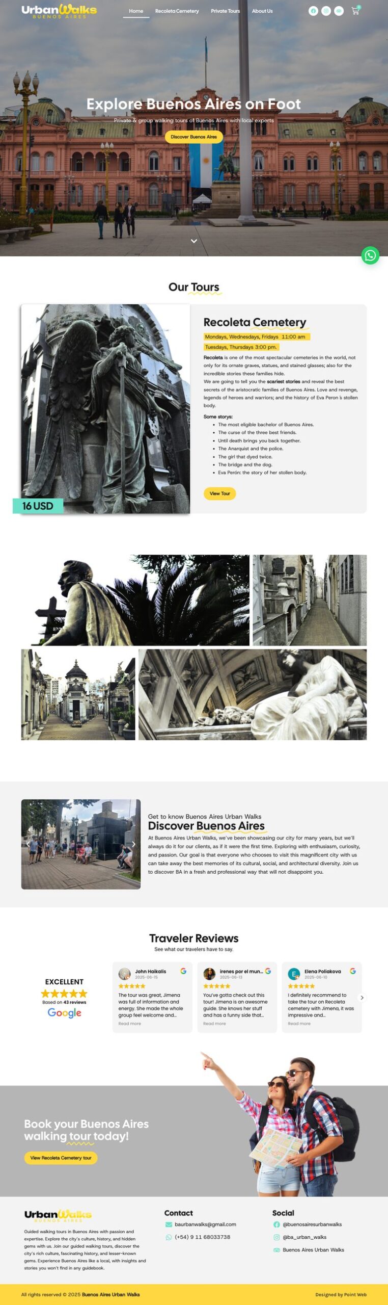 Sistema de reservas de Buenos Aires Urban Walks, desarrollado por Point Web