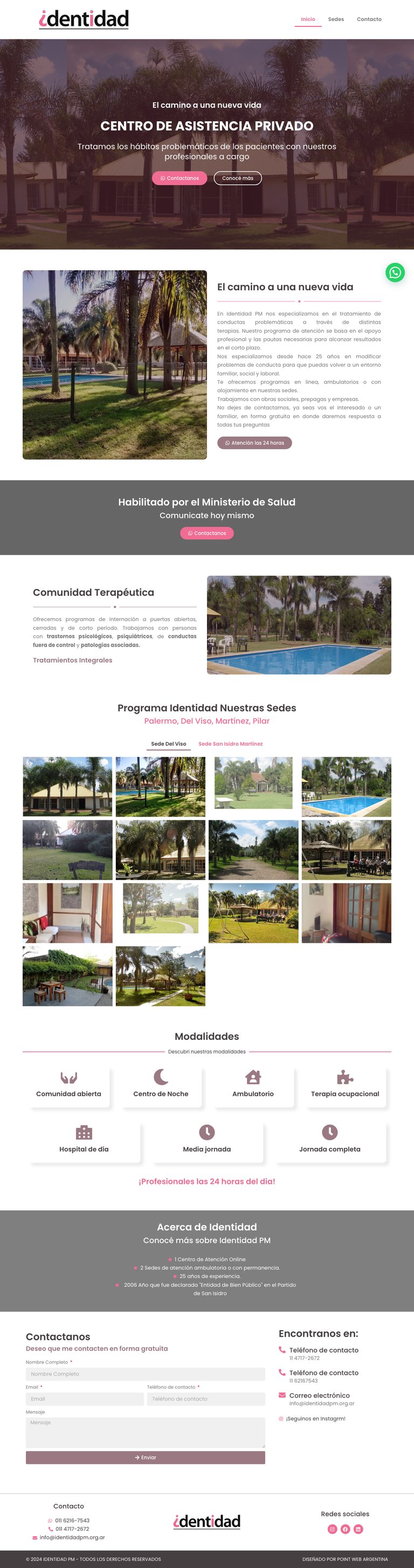 Sitio de centroidentidad.com.ar, diseñado por Point Web