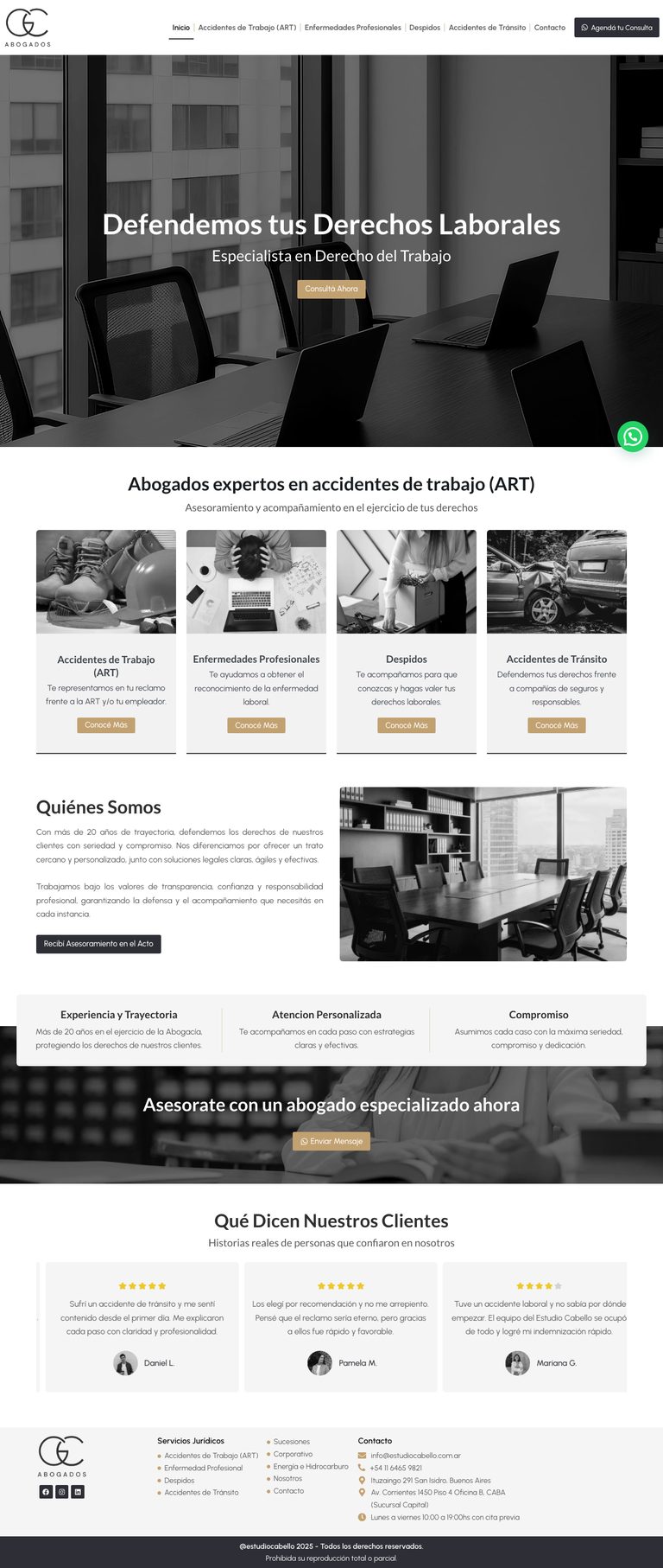 Sitio de estudiocabello.com.ar, diseñado por Point Web