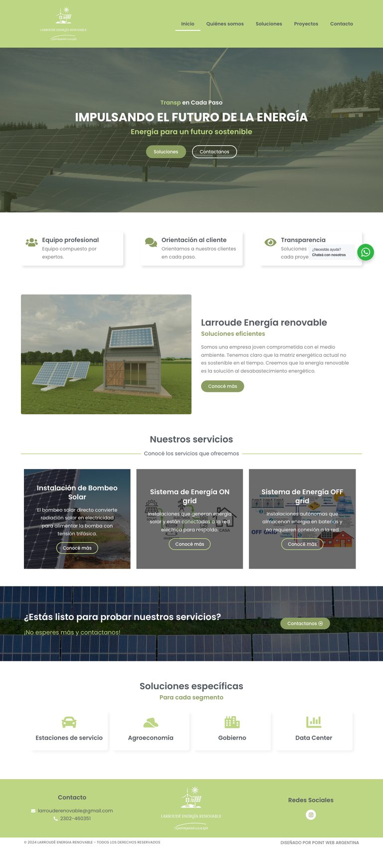 Sitio de larrouderenovable.com.ar, diseñado por Point Web