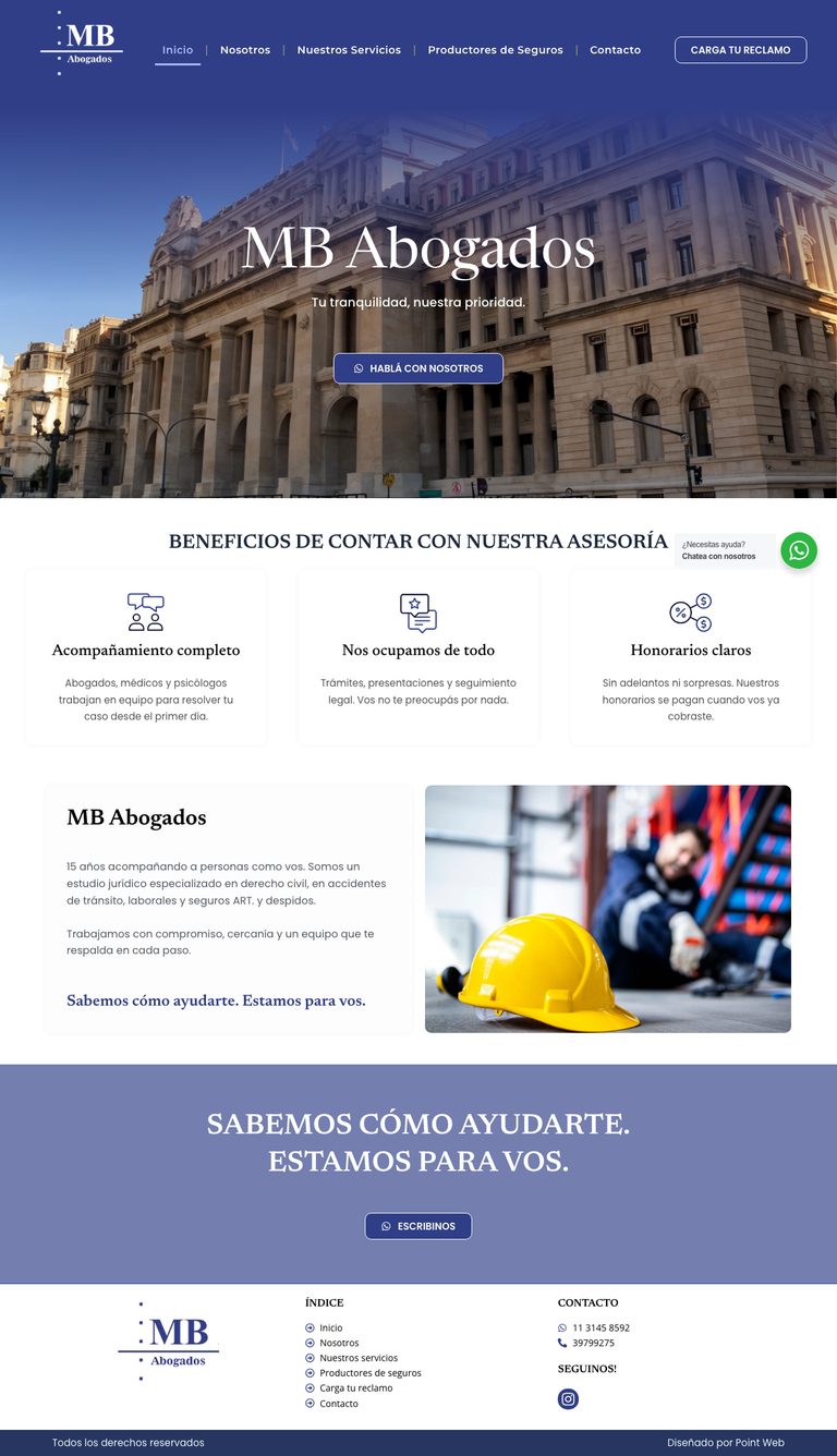 Sitio de mb-abogados.com.ar, diseñado por Point Web