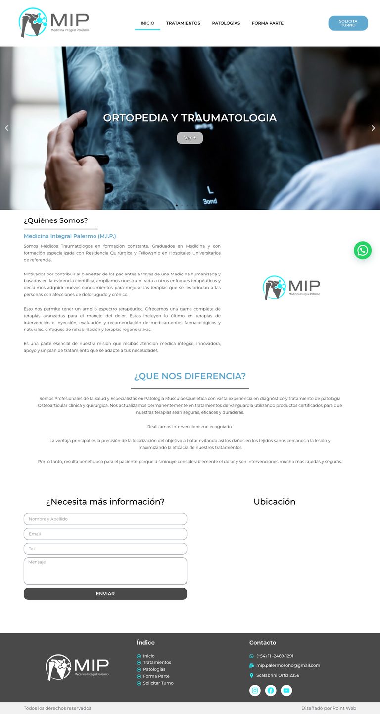 Sitio de medicinaintegralpalermo.com.ar, diseñado por Point Web