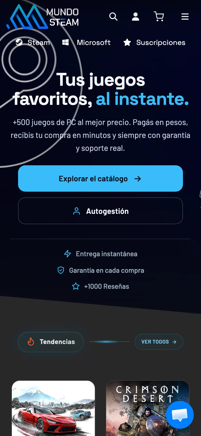 Portada de la tienda de Mundo Steam
