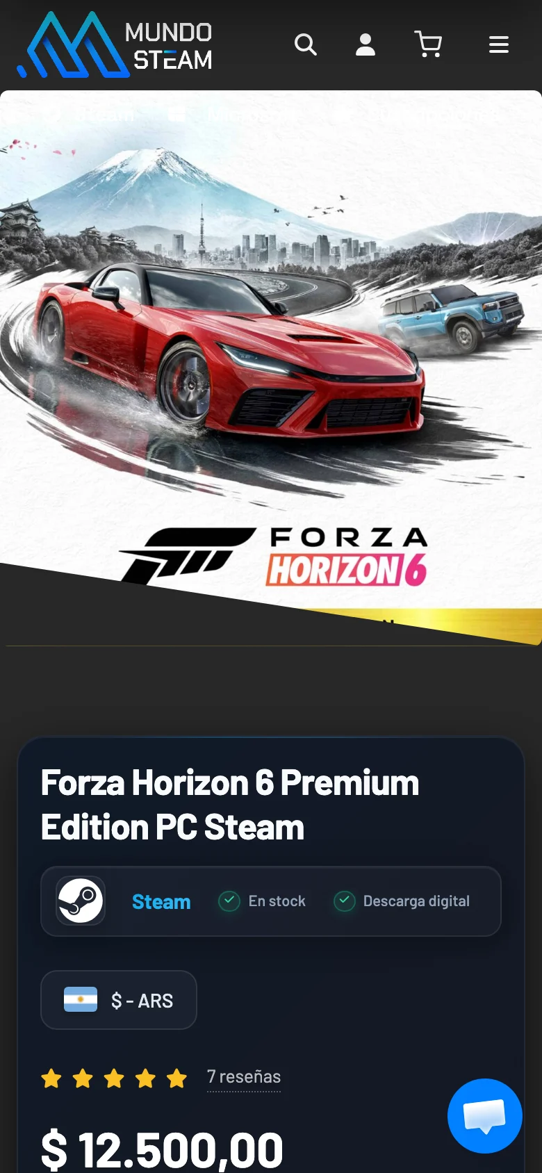 Ficha de producto real en Mundo Steam