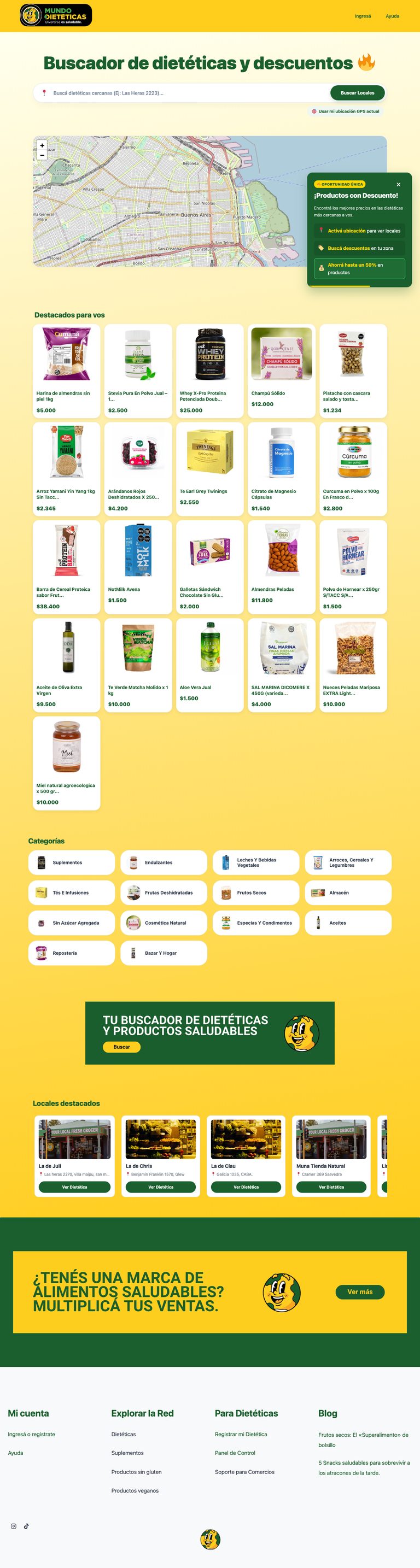 Sitio de mundodieteticas.com.ar, diseñado por Point Web