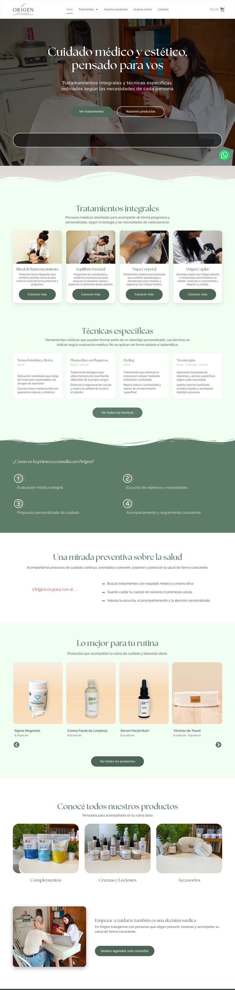 Sitio de origenmedicina.com.ar, diseñado por Point Web