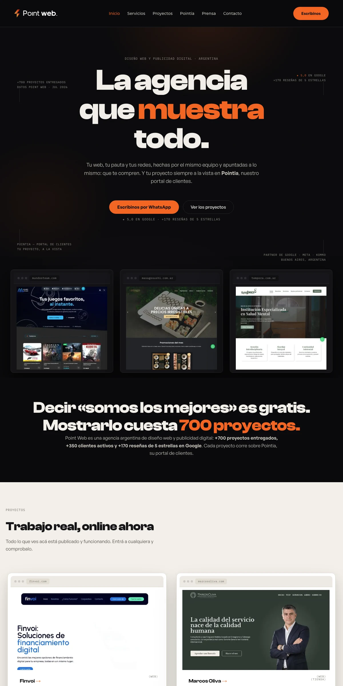 El sitio rediseñado de Point Web
