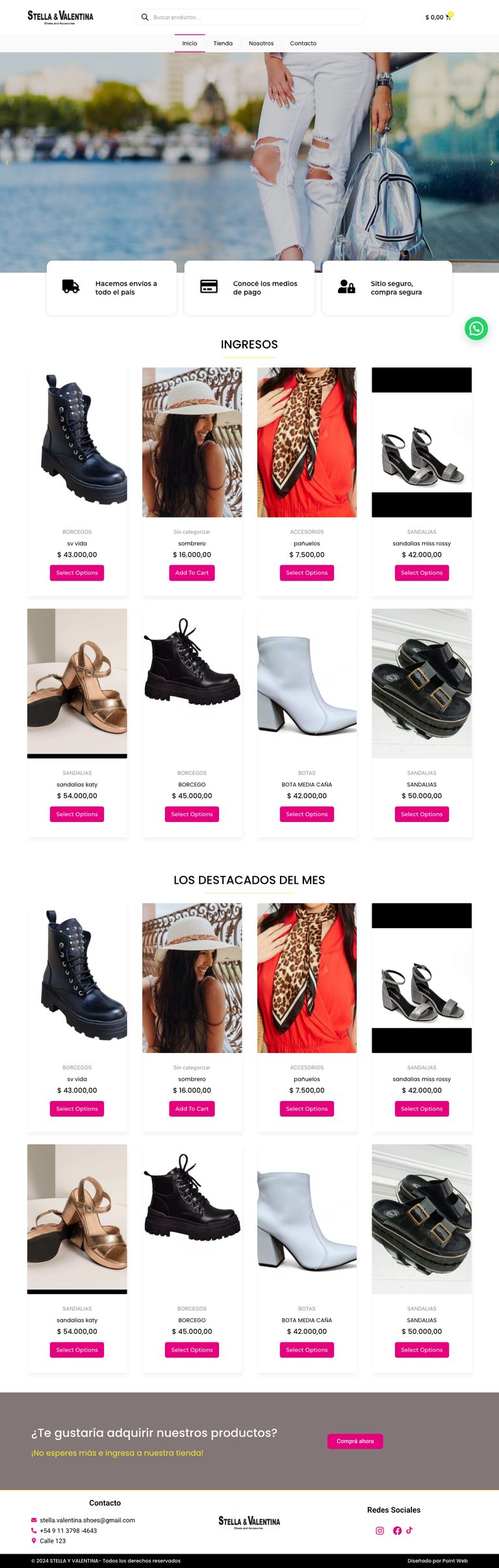 Sitio de stella-valentina.com, diseñado por Point Web