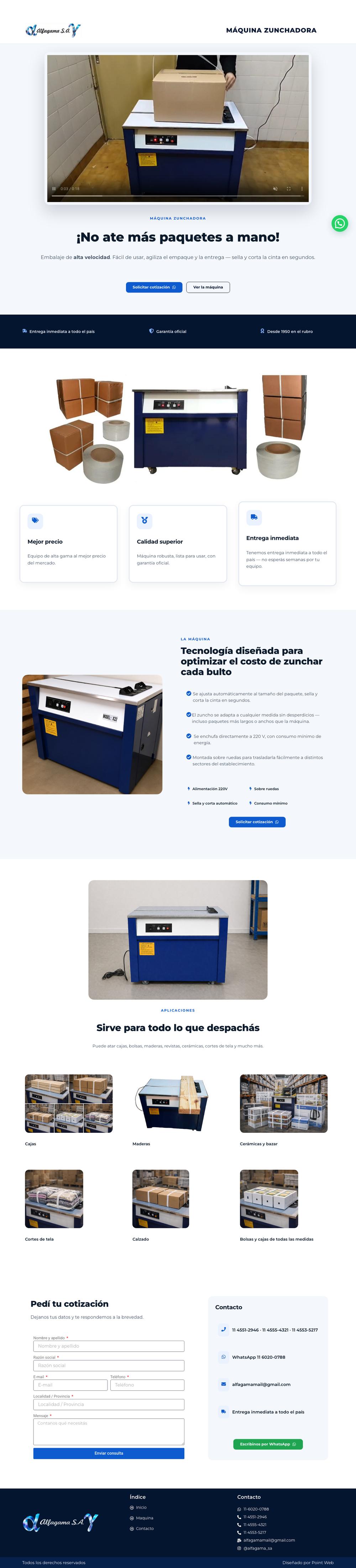 Sitio de alfagama.com.ar, diseñado por Point Web