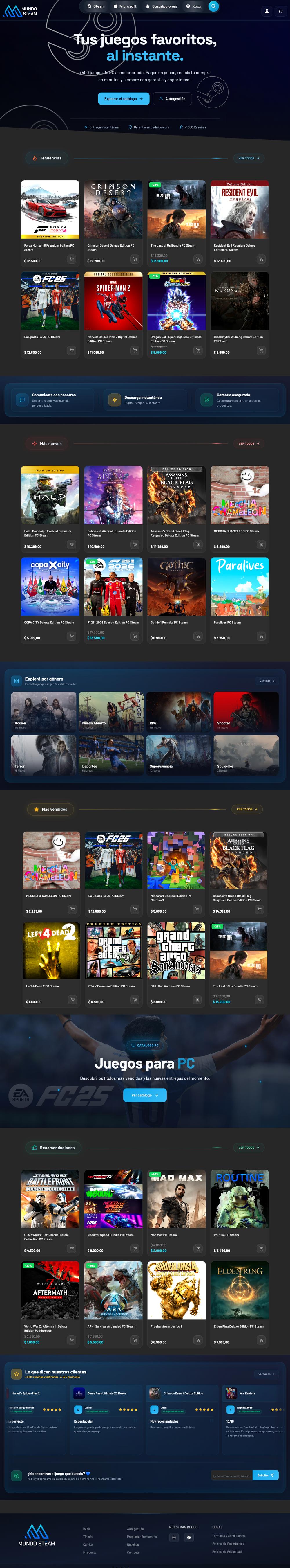 Sitio de mundosteam.com, diseñado por Point Web