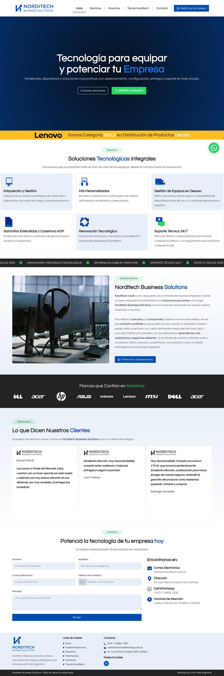 Sitio de norditechbusiness.com, diseñado por Point Web