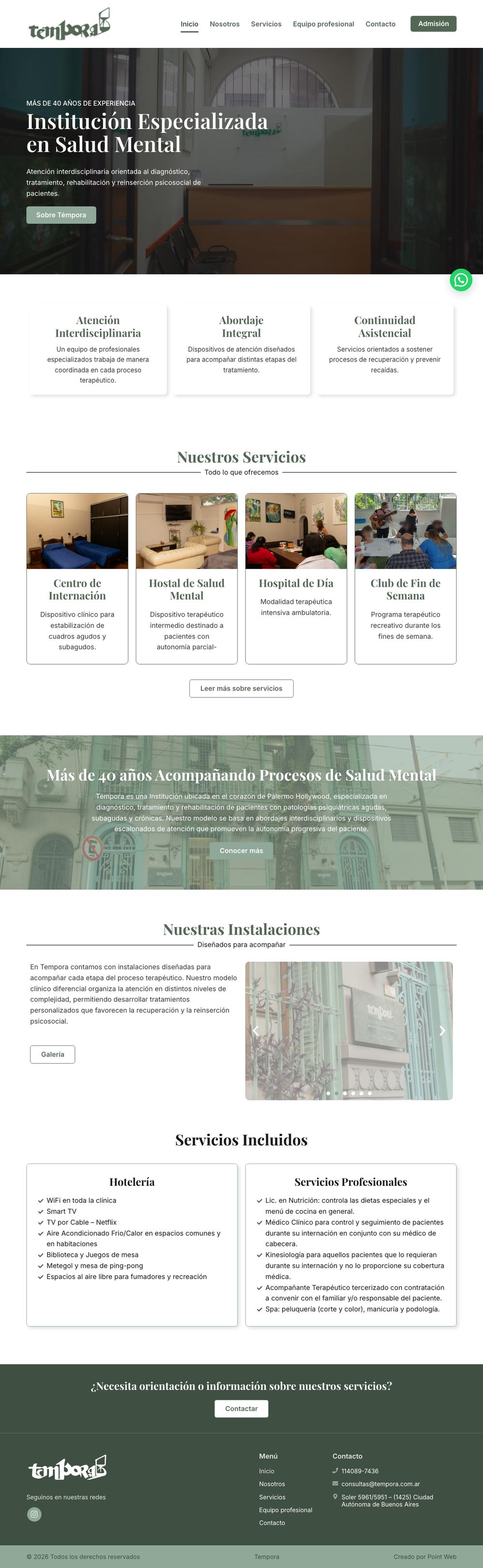 Sitio de tempora.com.ar, diseñado por Point Web