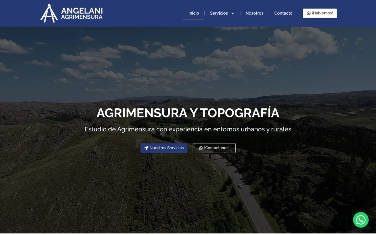 Sitio web de Angelani Agrimensura en escritorio — diseño de Point Web