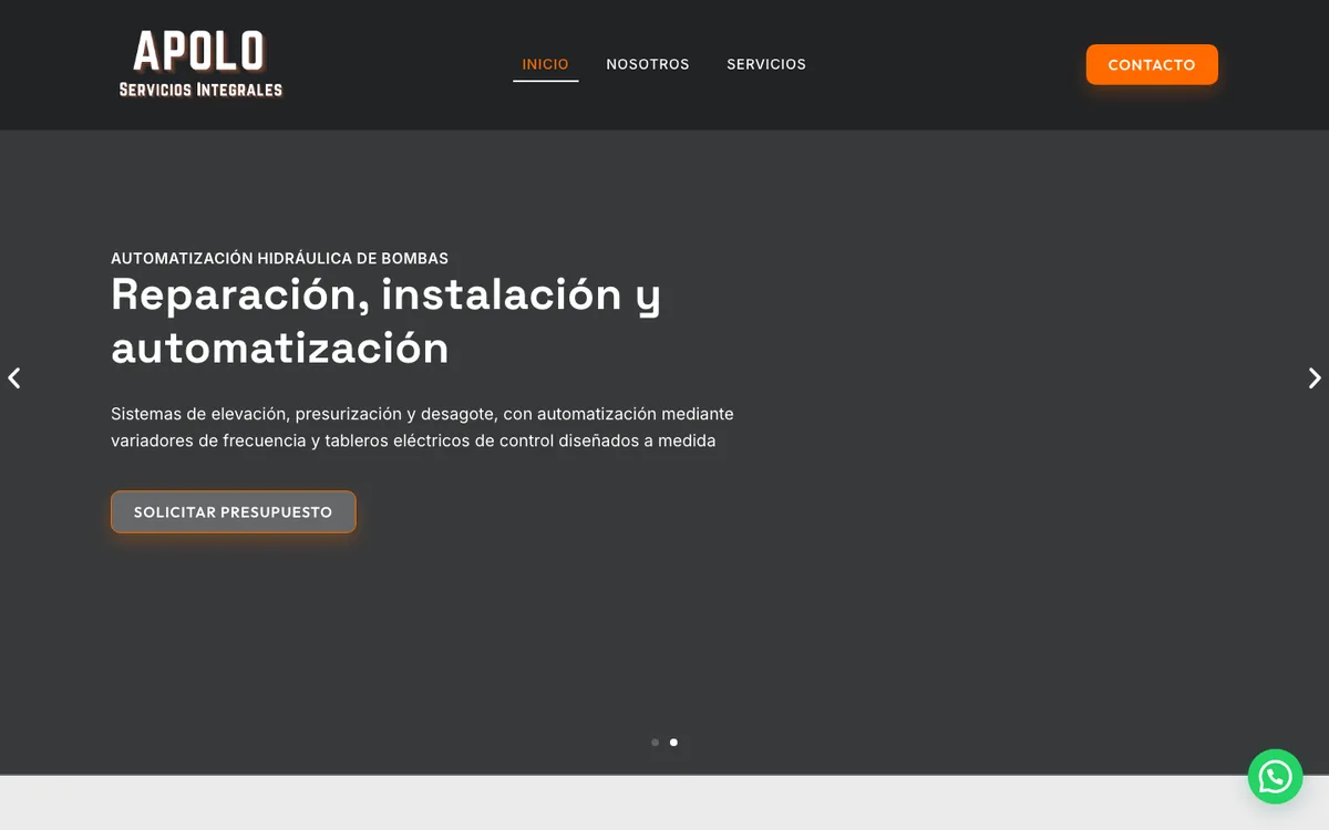 Sitio web de Apolo Servicios Integrales en escritorio — diseño de Point Web