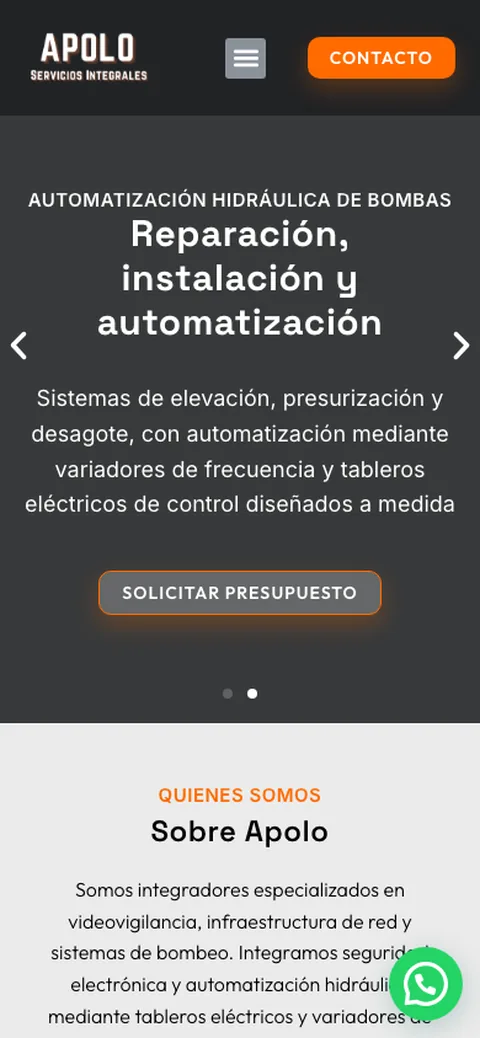 Sitio web de Apolo Servicios Integrales en celular — diseño responsive de Point Web