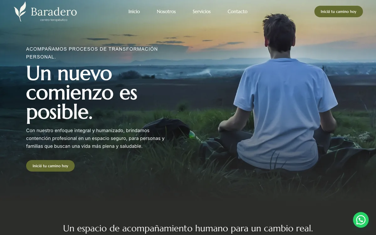 Sitio web de Baradero Centro Terapéutico en escritorio — diseño de Point Web