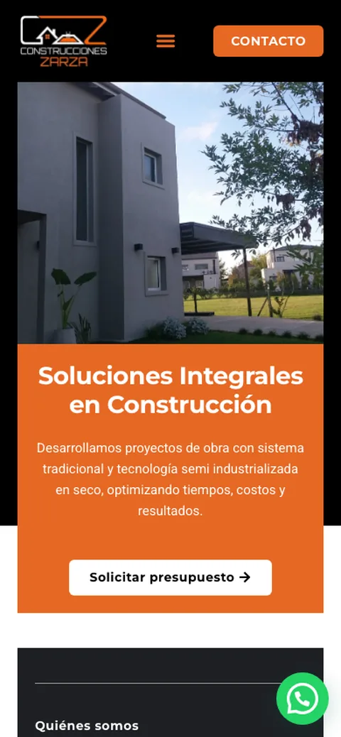 Sitio web de Construcciones Zarza en celular — diseño responsive de Point Web