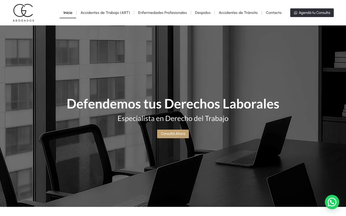 Sitio web de Estudio Cabello Abogados en escritorio — diseño de Point Web