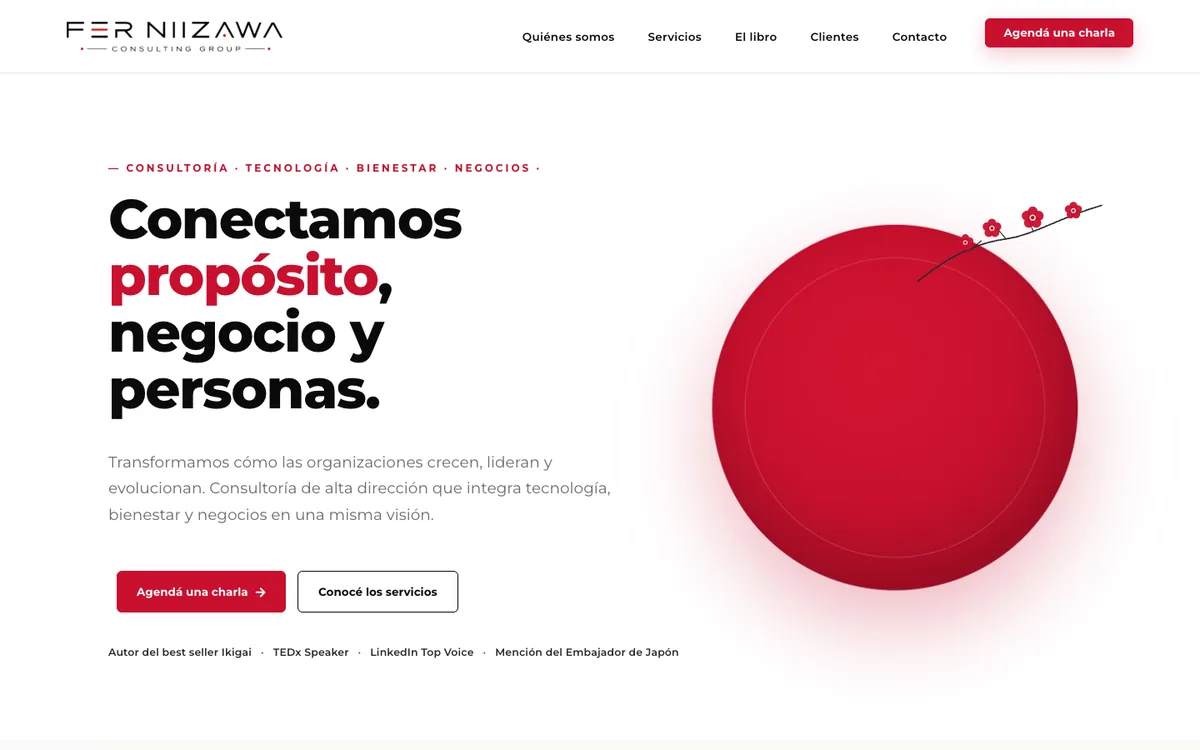 Sitio web de FER NIIZAWA Consulting Group en escritorio — diseño de Point Web