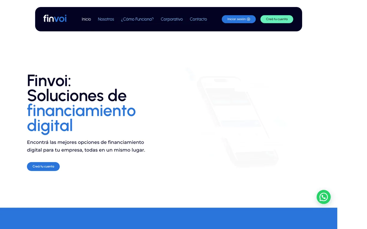 Sitio web de FINVOI en escritorio — diseño de Point Web