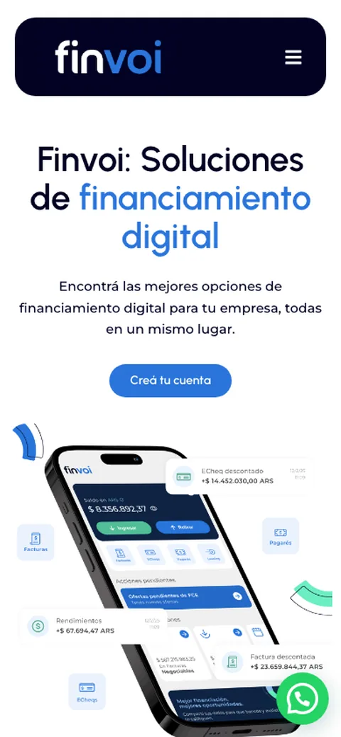 Sitio web de FINVOI en celular — diseño responsive de Point Web