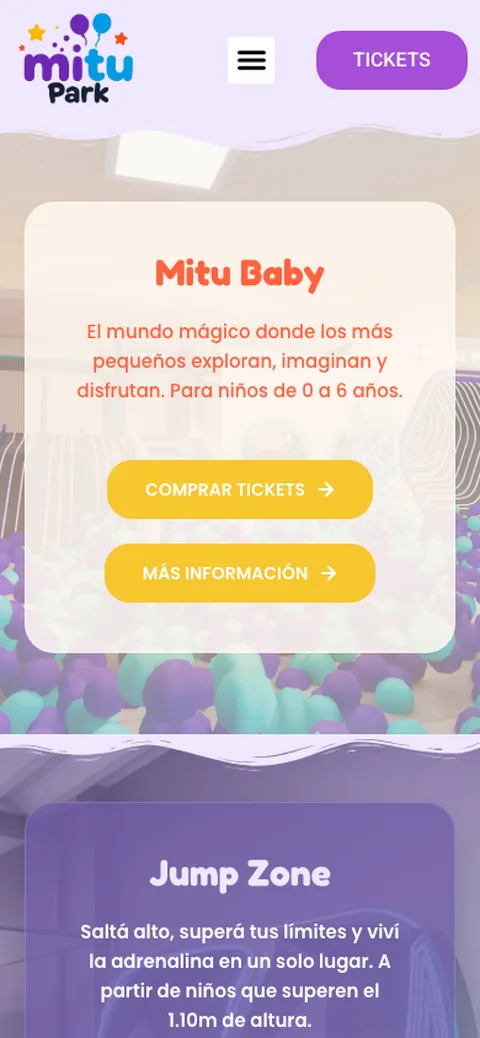 Sitio web de MituPark en celular — diseño responsive de Point Web